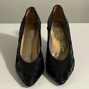 90’s Black Sequined Pumps